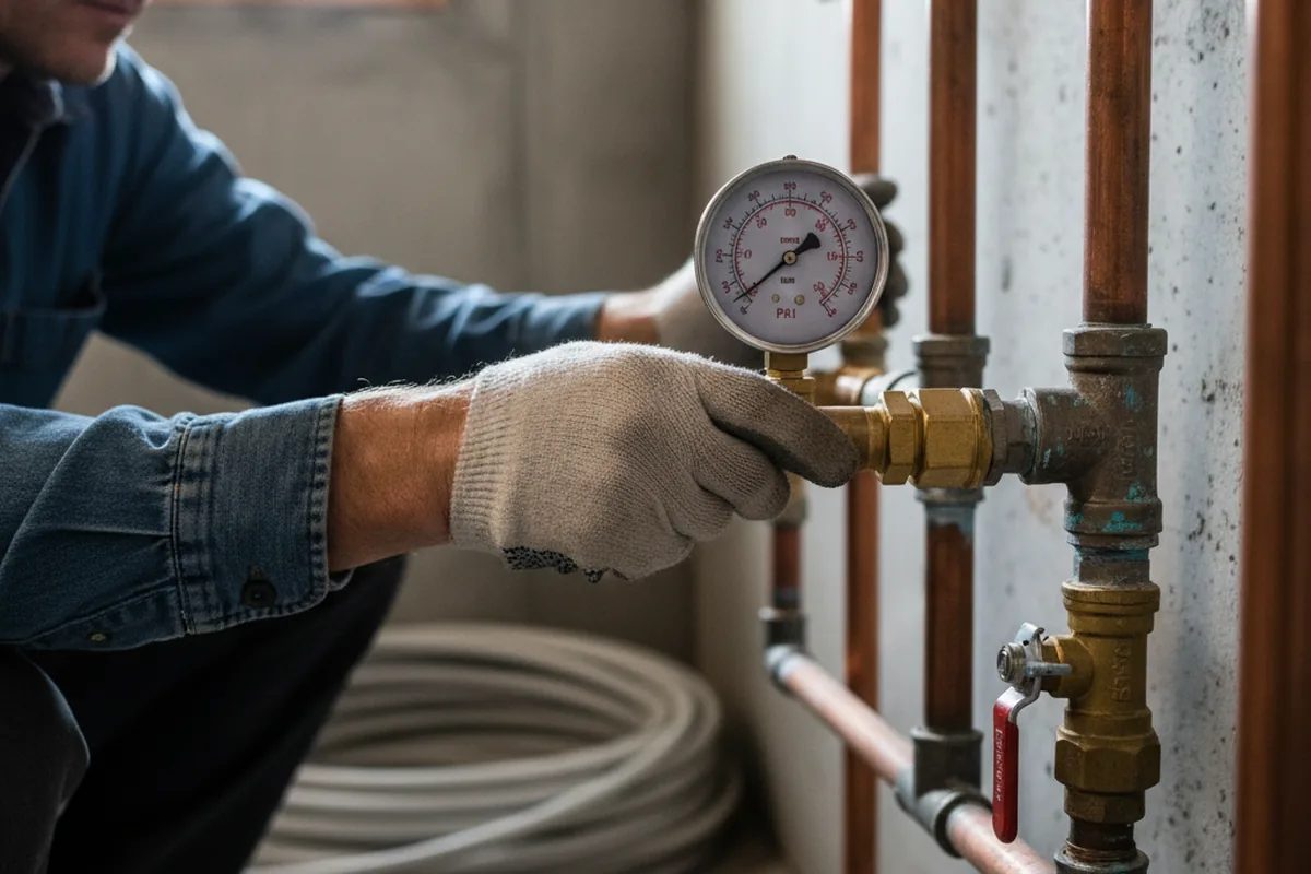 Pressure testing a repaired line during Water Line Repair in Cincinnatus